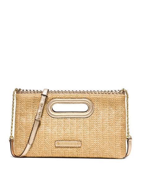 MICHAEL Michael Kors Rosalie Large Raffia Clutch Bag, Pale Gold